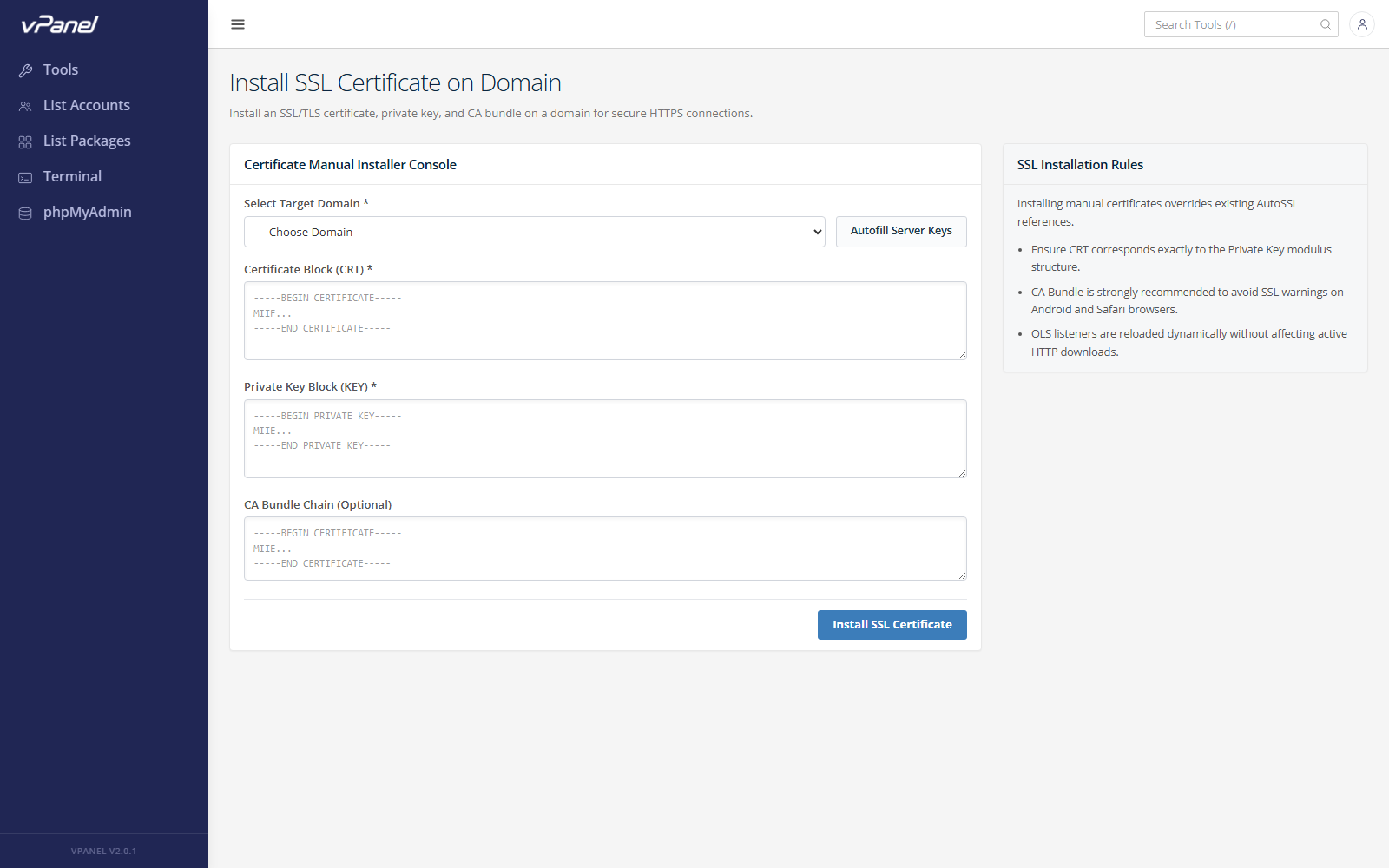 Form Install SSL