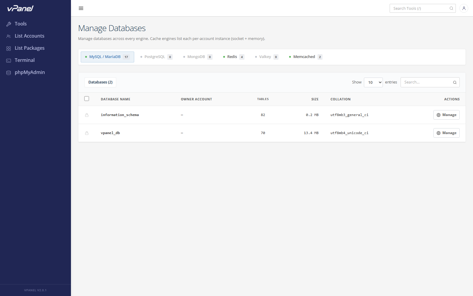 Danh sách Database