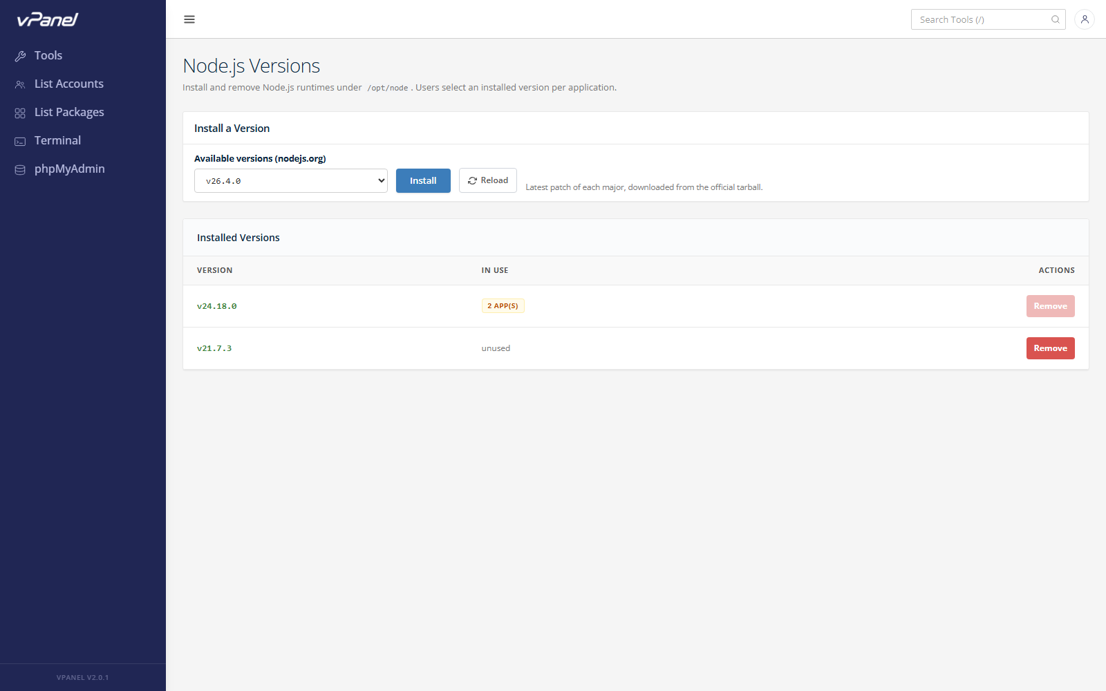 Node.js Versions