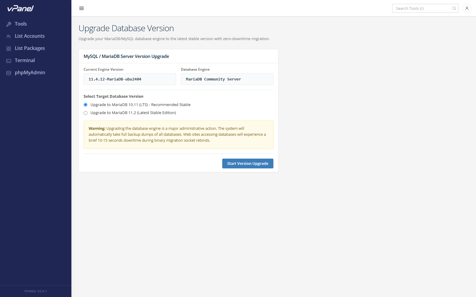Nâng cấp Database