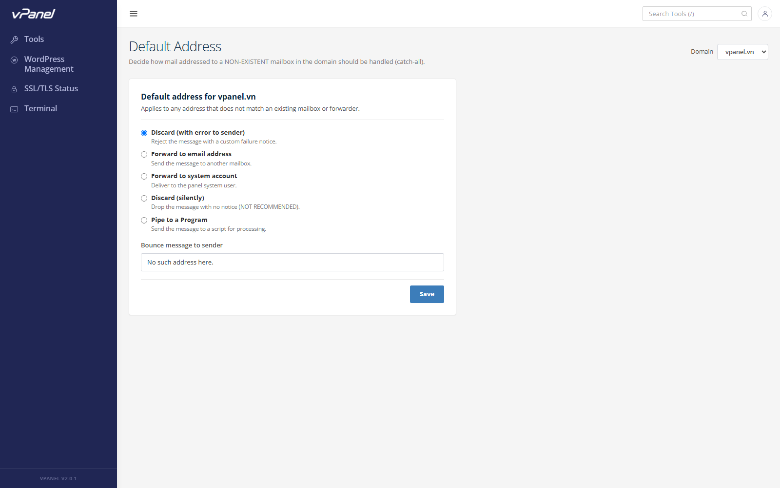 Cài đặt Default Address