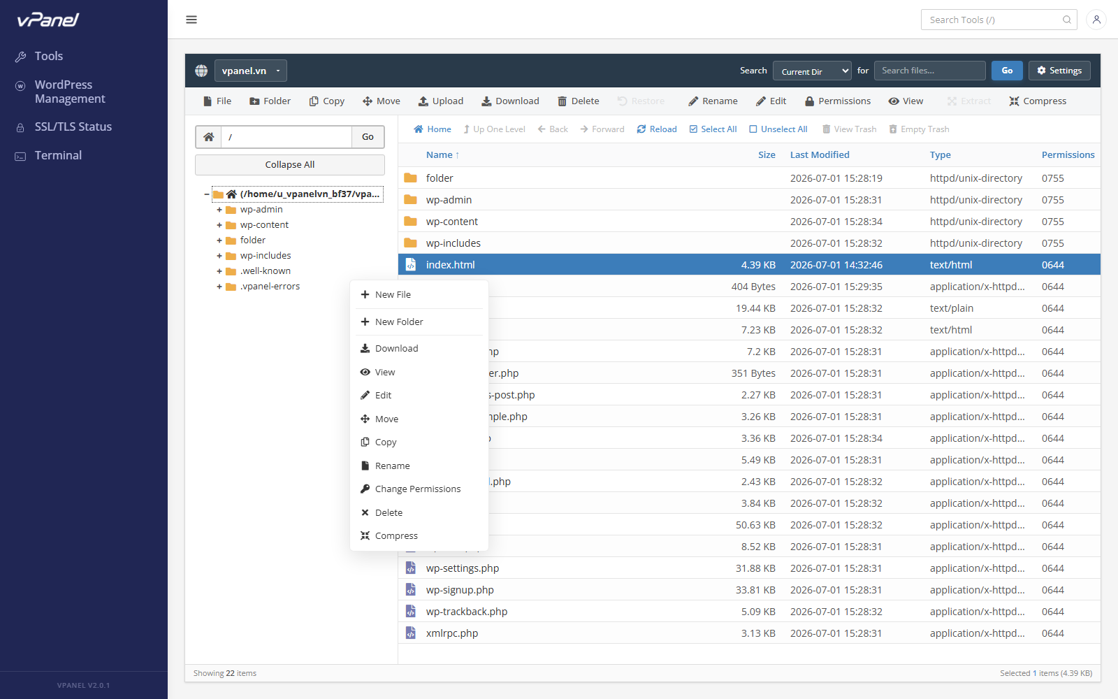 Menu chuột phải