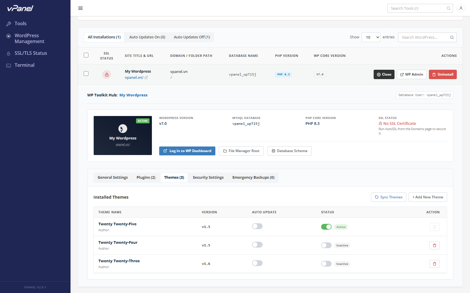 Themes Tab