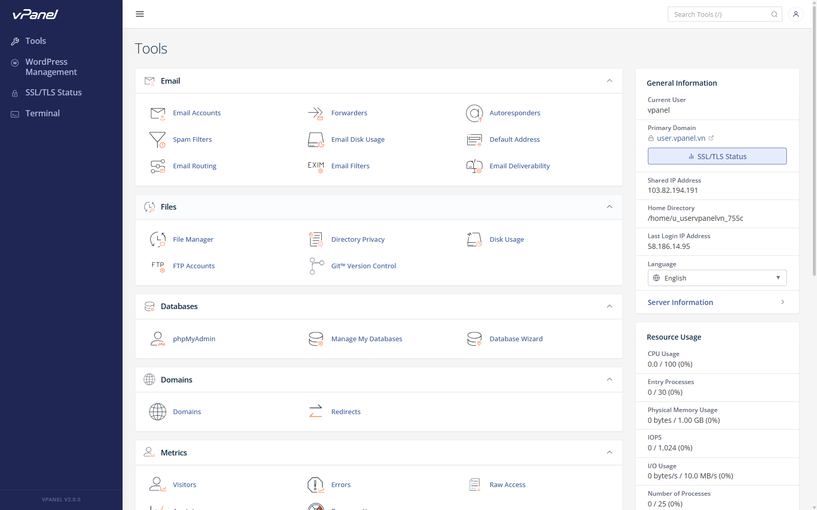 vPanel User Panel