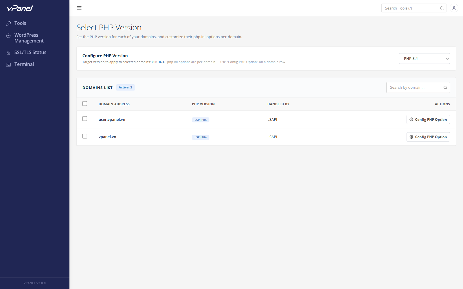 PHP Version Selector